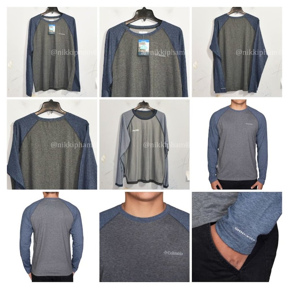 NWT Columbia Men’s Long Sleeve Raglan Tee size XL Omni-Wick™ in blue - Picture 1 of 7